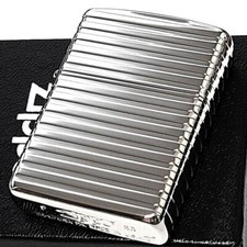 Zippo Armor Horizontal Stripe Silver 4 Sided Continuous Processing Lighter Japan