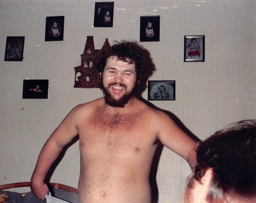 Original Foto 3,5x4,5 Shirtless Bearded Man Seated Gay Interest H302 #21