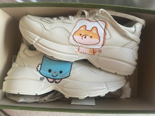 Gucci Pikarar Kawaii Supreme White Cat Fox 41 11W Rubber Sneakers NEW Authentic - Picture 12 of 24