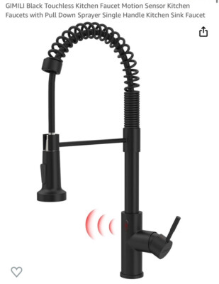 GIMILI Black Touchless Kitchen Faucet Motion Sensor with Battery Home