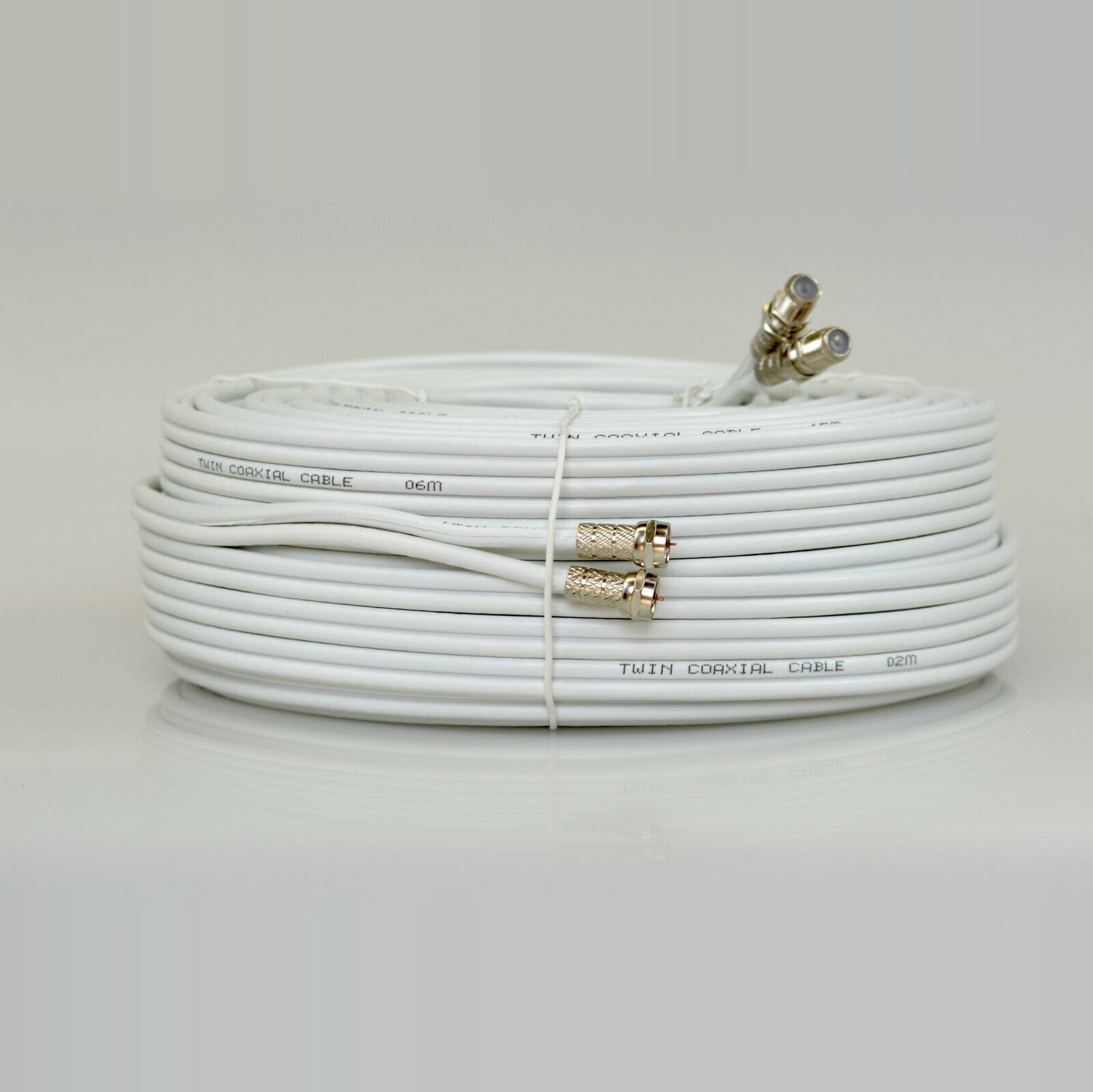 30m White Twin Satellite Shotgun Extension Coax Cable For Sky+ HD Freesat