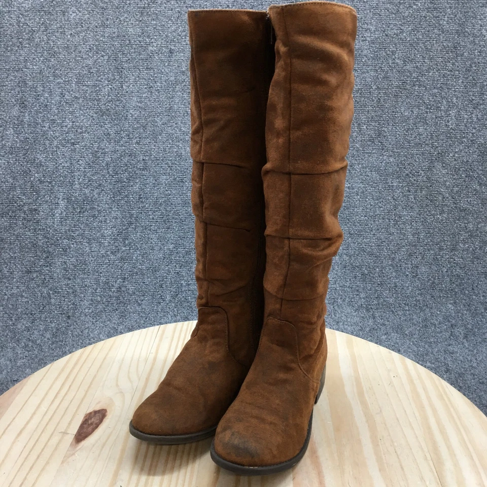 Steve Madden Botas Altas Juveniles 4Y Marrón Hasta la Rodilla Cremallera Lateral Informal Imitación Gamuza Foto 3 de 4