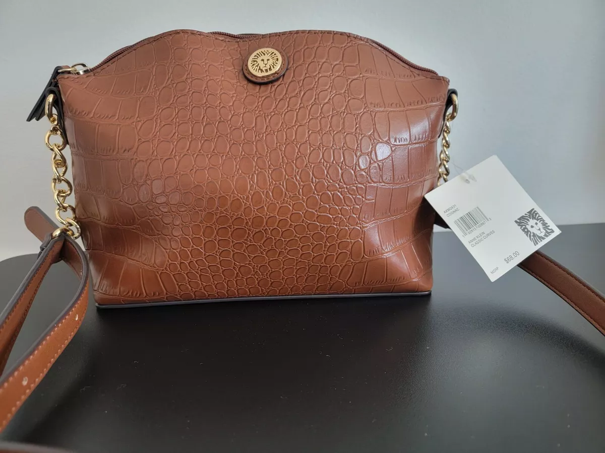 Anne Klein Classic Curves Ladies Crossbody Handbag cognac Color