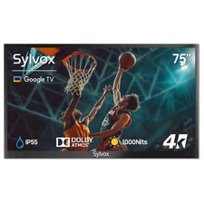 Sylvox 75'' Outdoor smart TV IP55 weatherproof App store voice remote Partialsun