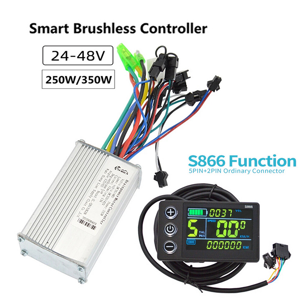 E-Bike Motor Controller Kit 24V-48V 250W-350W Controller w/S866 colorful Display