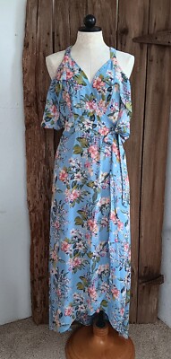 trixxi blue floral dress Luisa Positano | Dress Melon Short Blue Flowers