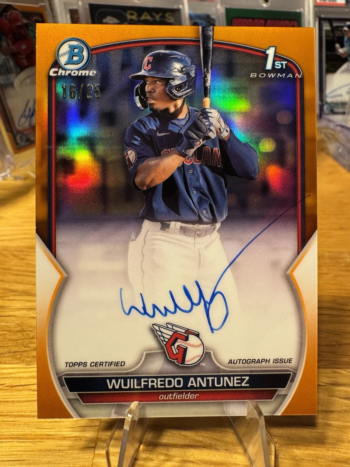 2023 Bowman Chrome /25 Wuilfredo Antunez 1st Bowman True Orange Refractor Auto