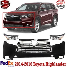 Front Bumper Cover Fascia & Head Light Assembly For 2014-2016 Toyota Highlander