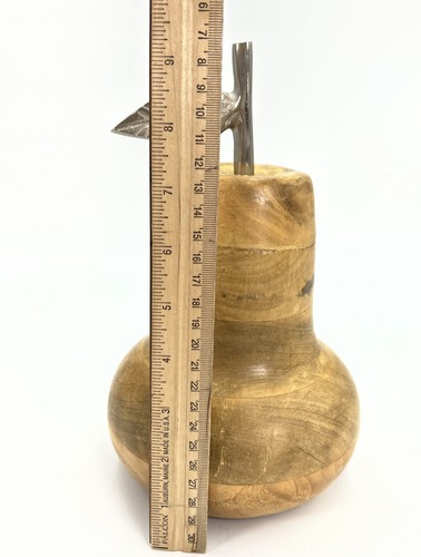 Wooden Pear Brass Stem Leaf Cottage Country Decor Tan 10” - Bild 4 von 7