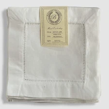 $52 Boutross Fine Linens White Hemstitched Cocktail Napkins Set of 12pc