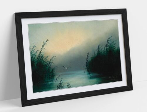 SEAGULL IN REEDS, KARL WILHELM DIEFENBACH -FRAMED WALL ART POSTER PAPER PRINT - Picture 1 of 10