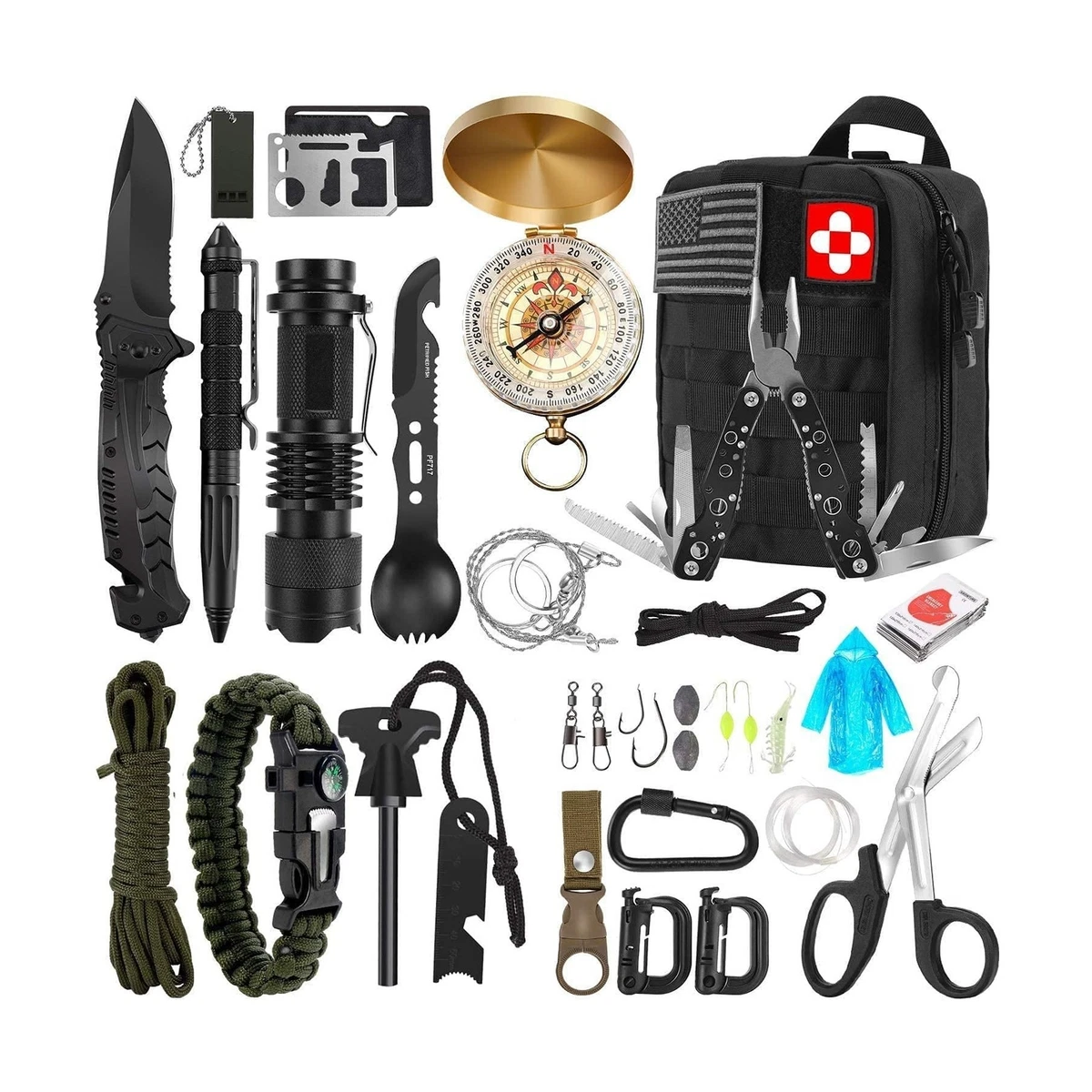 Survival Kit, 32 in 1 Professional Emergency Survival Gear Equipment Tools  Fi