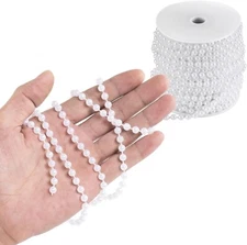 6mm White Faux Pearl Plastic Beads on a String 22 yards