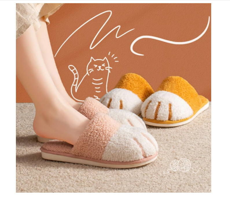 PANTOFOLA D’ORO Pantofole Piedi di Gatto Pantofole Zampa di Gatto per Donna Carino Casa Animali Pantofole