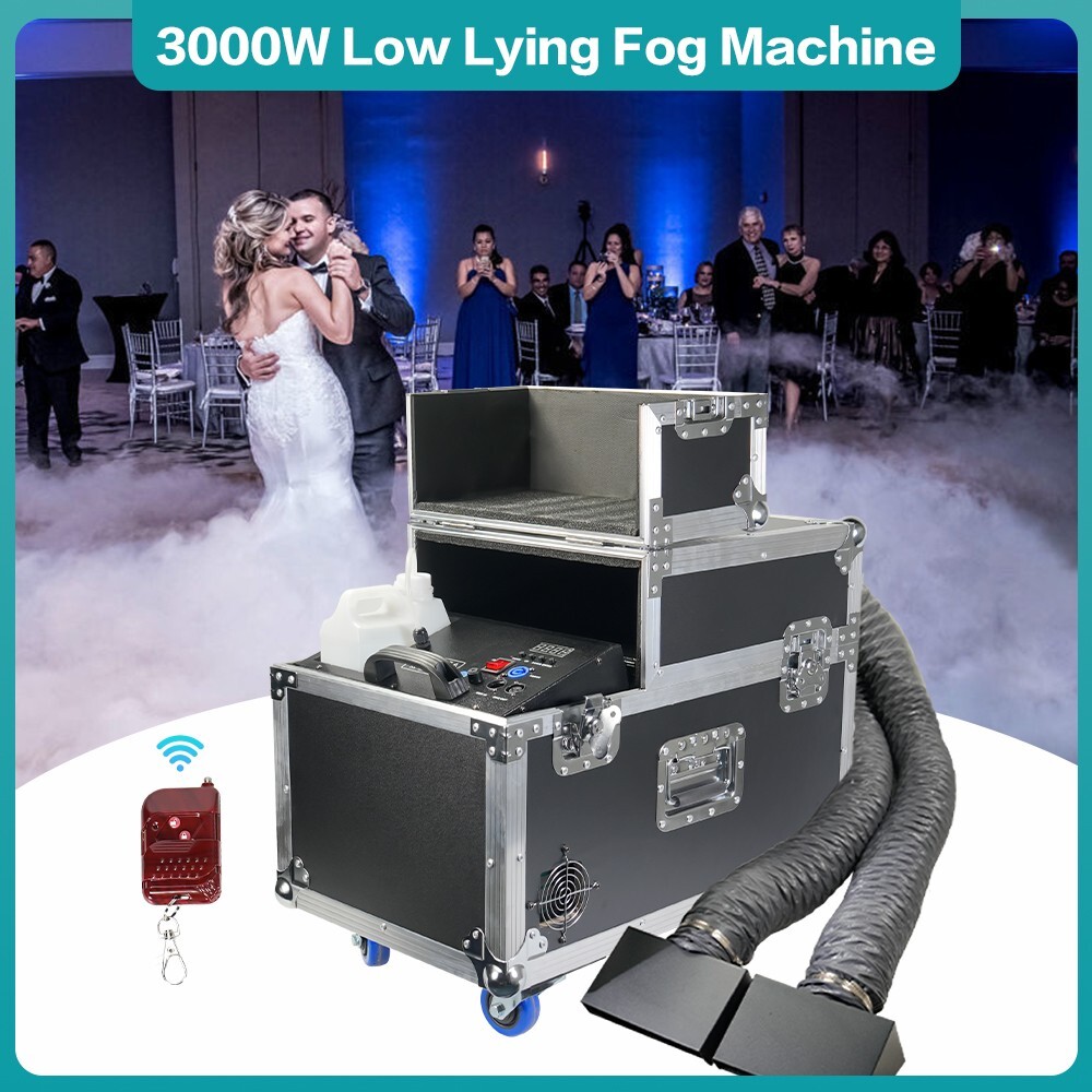 3000W Low Lying Water Fog Machine Sinking with 2 Hose Smoke DMX Remote Control