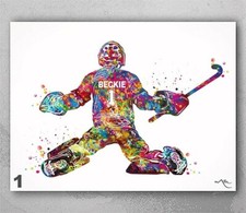Female Field Hockey Goalie Personalized Watercolor Print Hockey Hockey 2406