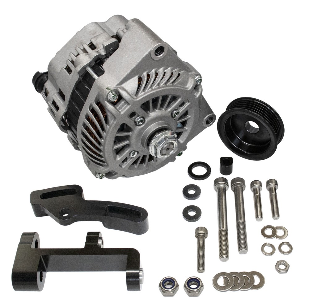LS1 140a Alternator Upgrade Kit Black for SR20 RWD with Alternator No Belt