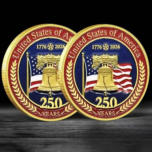 USA 250th Anniversary Liberty Bell Commemorative Coin 1776-2026 Golden Medal