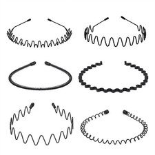 4PCS Black Metal Sports Headbands - Unisex Wave Alice Band for Men  Women