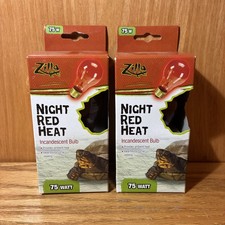 Zilla Reptile Terrarium Heat Lamps Incandescent Bulb, Night Red 75W 2 Pack 5C 