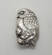 Sterling Silver Vesta Case Match Safe Holder Owl Design
