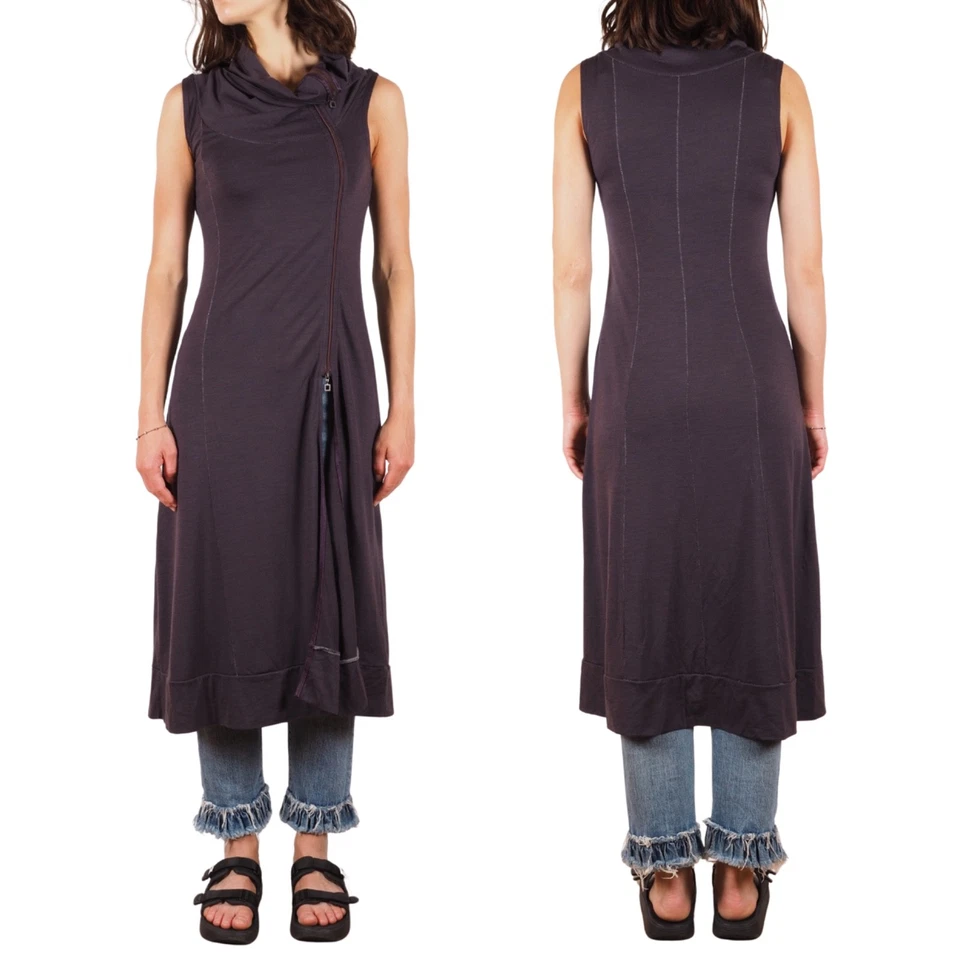 Sarah Pacini 复古女式无袖羊毛长款开衫不对称拉链 1/S — 第 2/4 张图片