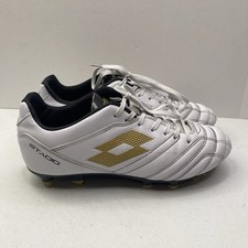 Lotto Stadio 705 FG Soccer Cleats Size 6.5- All White/Black/Gold