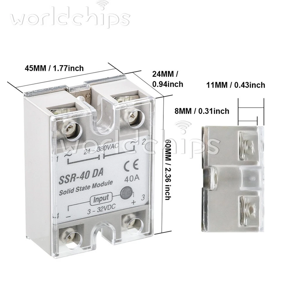 SSR-40 DA DC3-32V to AC24-380V 40A 250V Solid State Relay Module 3-32V DC to AC - Image 3 of 4