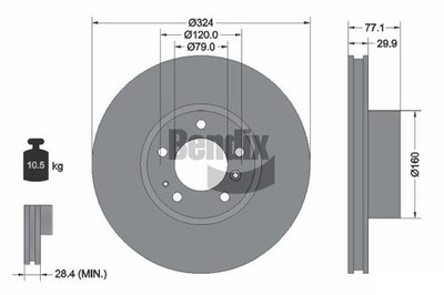 2 PCS BENDIX Braking BDS1872 Brake Disc