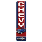Chevy Truck Vertical Embossed Metal Sign - Vintage Chevrolet Small, Red