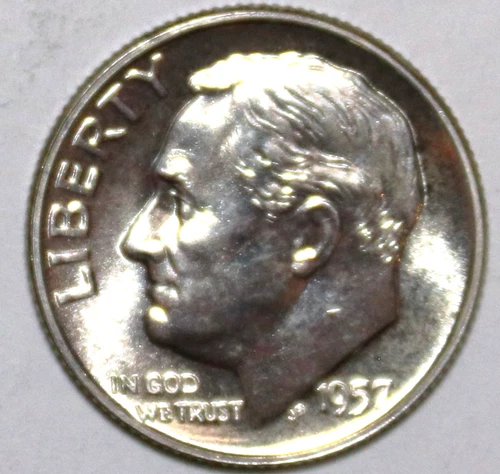 1957-P Roosevelt Dime - Proof - #8984D - Stock Photo - FREE SHIPPING