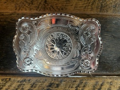 Silver  Full Chisel Spur Company  Trophy Belt Buckle. 2 Engrave Spaces