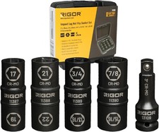 11386 12-inch Drive Wheel Lug Nut Flip Socket Set 5-piece Impact Cr-mo Stee 11386 12-inch Drive Wheel Lug Nut Flip Socket Set 5-piece Impact Cr-mo Stee
