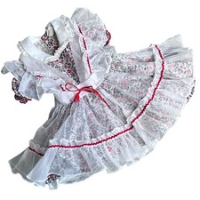 Vintage Winnie The Pooh Girls Dress Sz 4 Puff Sleeve Petticoat Apron Lace Multi