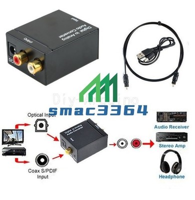 Optical Coaxial Toslink Digital to Analog Audio Converter Adapter   L/R 3.5mm #a