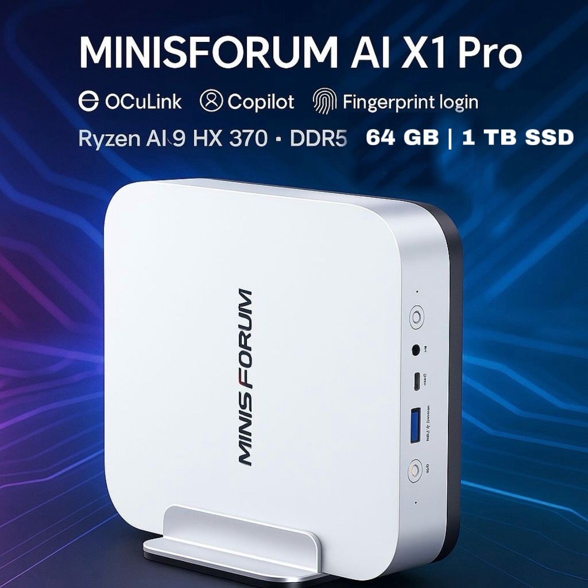 ミニPC MINISFORUM AI X1 PRO 64GB 1TB SSD MINISFORUM AI X1 Pro Mini PC | AMD Ryzen AI 9 HX 370 | Copilot