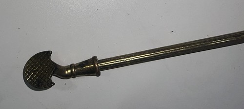 Vintage 4 Piece BRASS FIREPLACE POKER SET~Fire Tool*Tongs*Shovel*Round Base - Picture 23 of 24