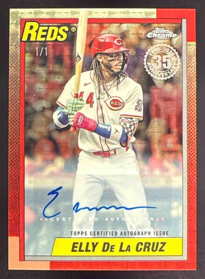 2025 Topps Update Elly De La Cruz Silver Pack 1990 Chrome Auto SuperFractor #1/1