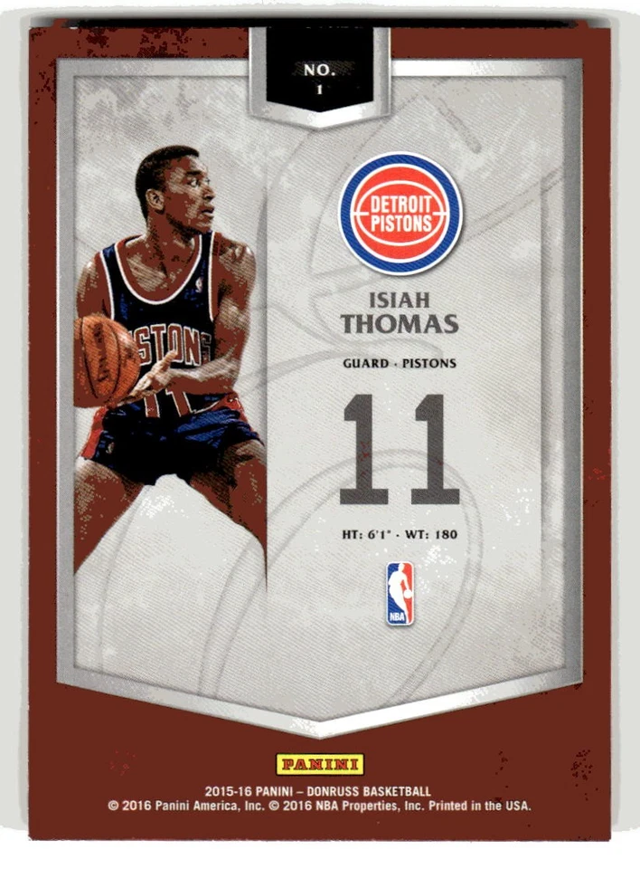 2015-16 Donruss #1 Isiah Thomas The Elite Series - Image 2 of 2