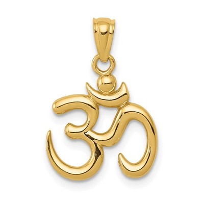 10k Gelbgold poliert Om Symbol Anhänger