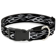 Plastic Martingale Collar Flame Silver WIDE-Large 18-32"