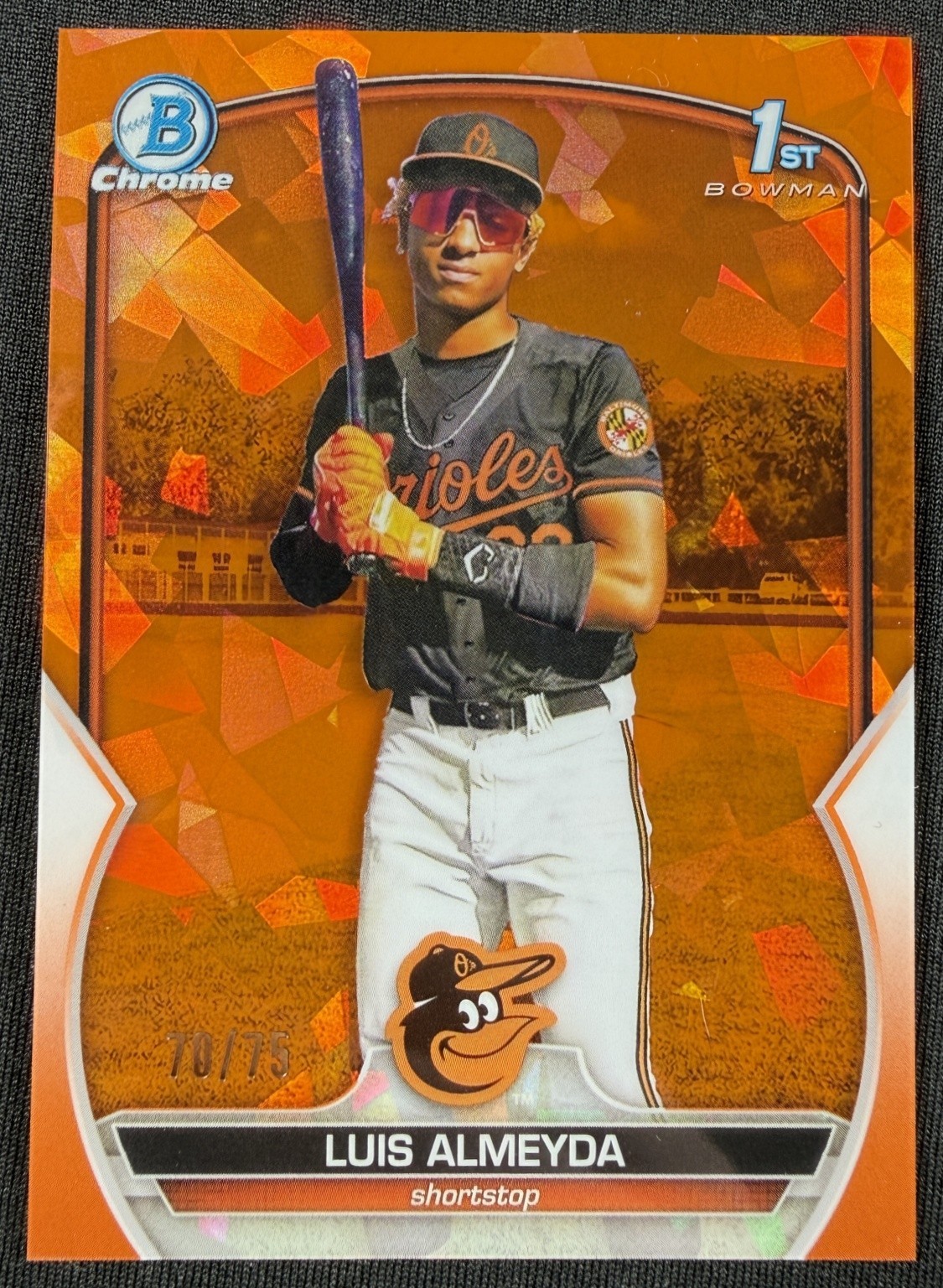 2023 Bowman Chrome Sapphire Luis Almeyda 1st Chrome Orange Refractor /75