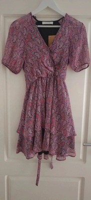 Promod Damen Volant Kleid lila rosa 36 neu mit Etikett