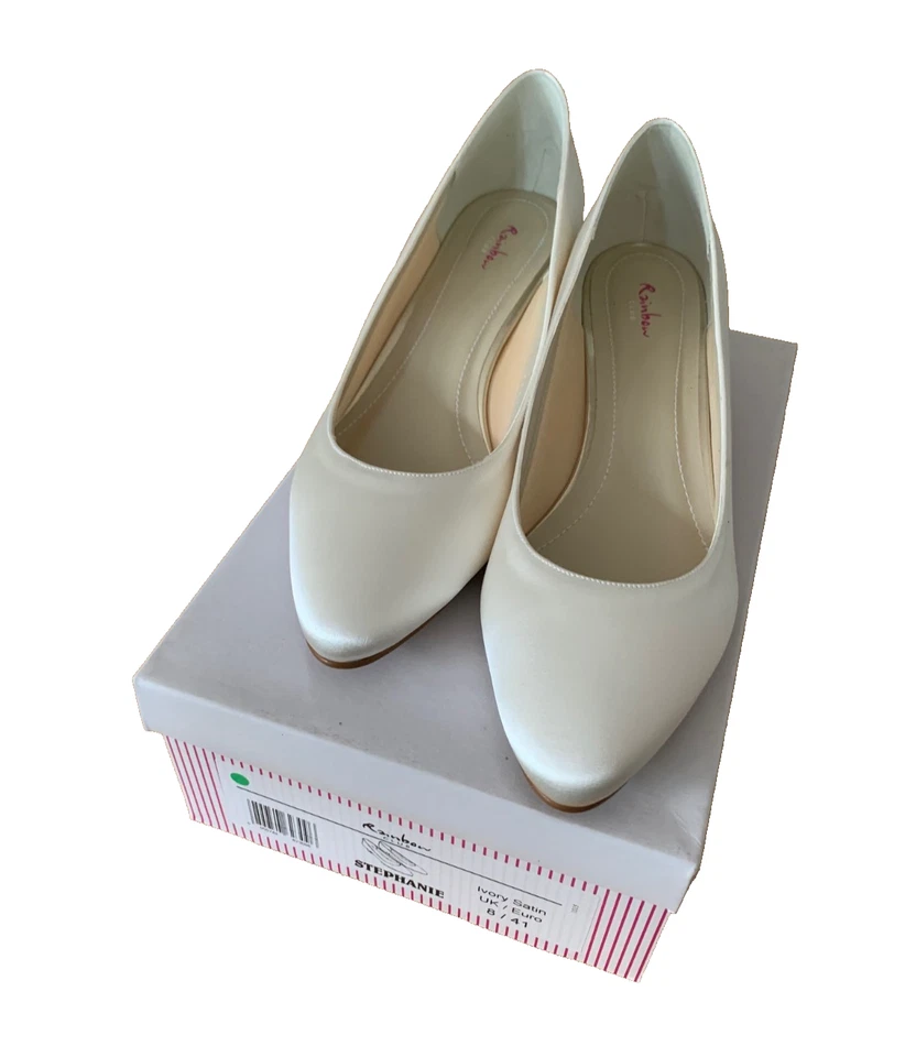 Rainbow Club Stephanie Brautschuhe Hochzeit Pumps Satin Gr. 41 Ivory / Creme - Bild 3 von 4