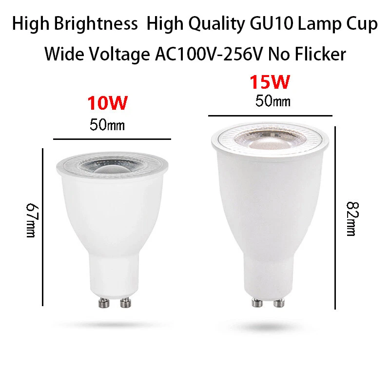 GU10 10W 15W LED Foco Bombilla Sin Parpadeo Reemplazar 100W Lámparas Halógenas 110V 220V - Imagen 3 de 4