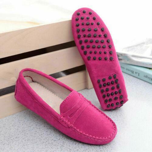 Damen Slipper Halbschuhe Mokassins Lederpumps auf Wildleder Damenschuhe flach Fahren - Bild 30 von 30