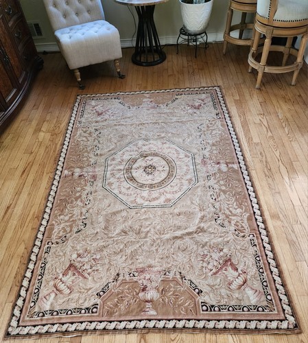 Aubusson Hand Knotted Carpet 8.25 X 5 FT - Picture 2 of 6