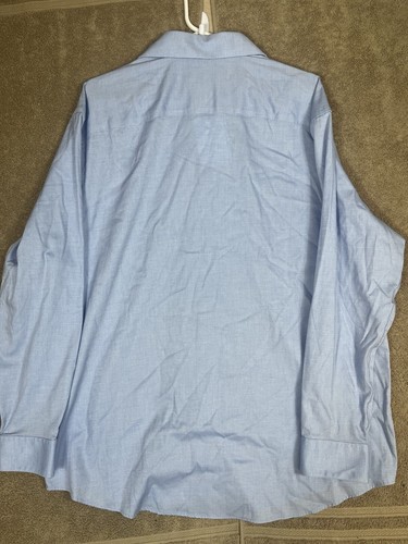 Calvin Klein Men's Steel + Slim Fit 18 34/35 2XL Dress Shirt Blue - Picture 4 of 7