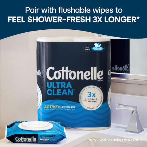 Ultra Clean Toilet Paper with Active Cleaningripples Texture, 32 Family Mega Rol - Picture 7 of 12