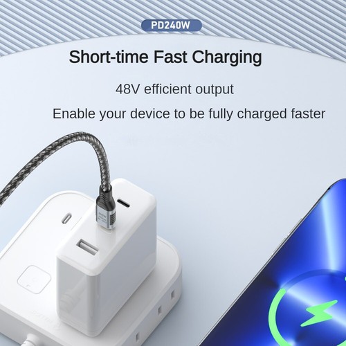 40Gbps Data Cable Type-C Male to Male 240W Fast Charging 8K60Hz Casting Cables - Photo 6 sur 10